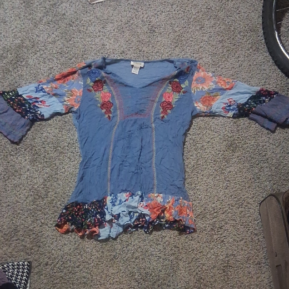Bohemian Floral Embroidered Women's Blouse